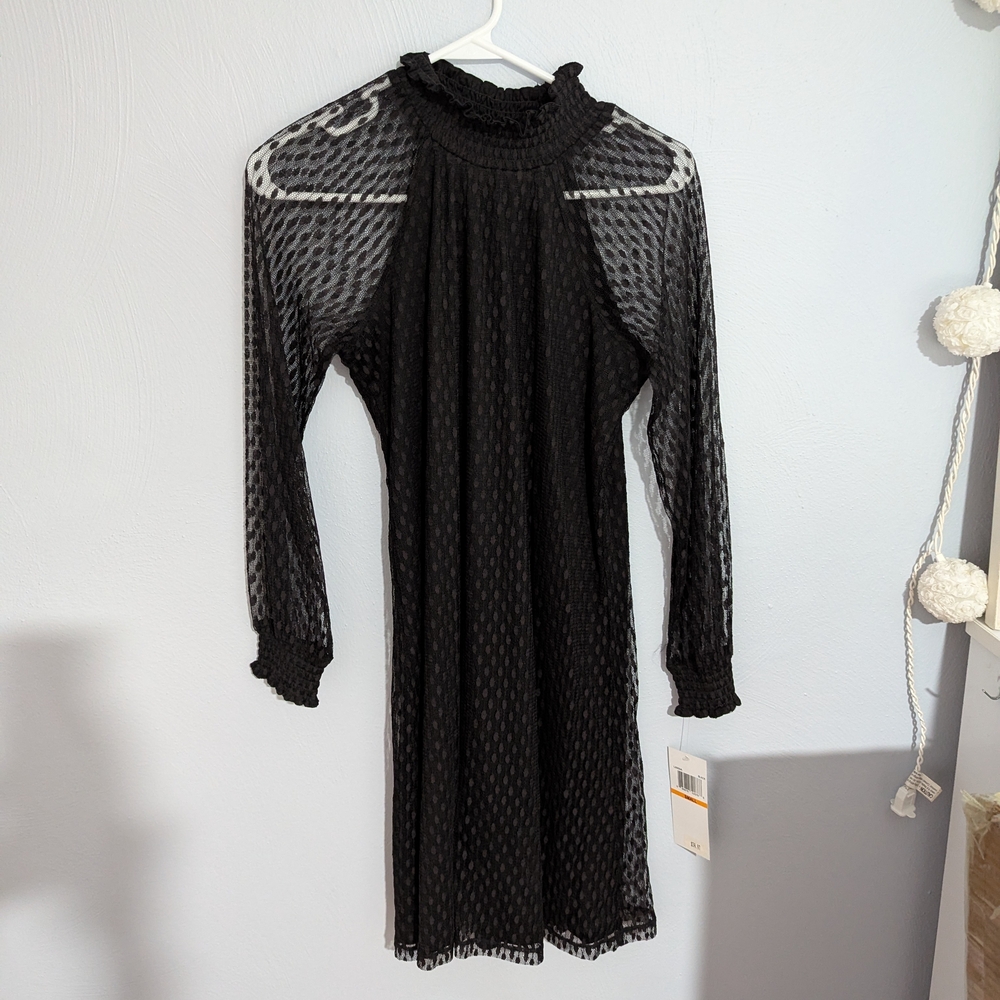 Nina Leonard Black Long Sleeve Dress